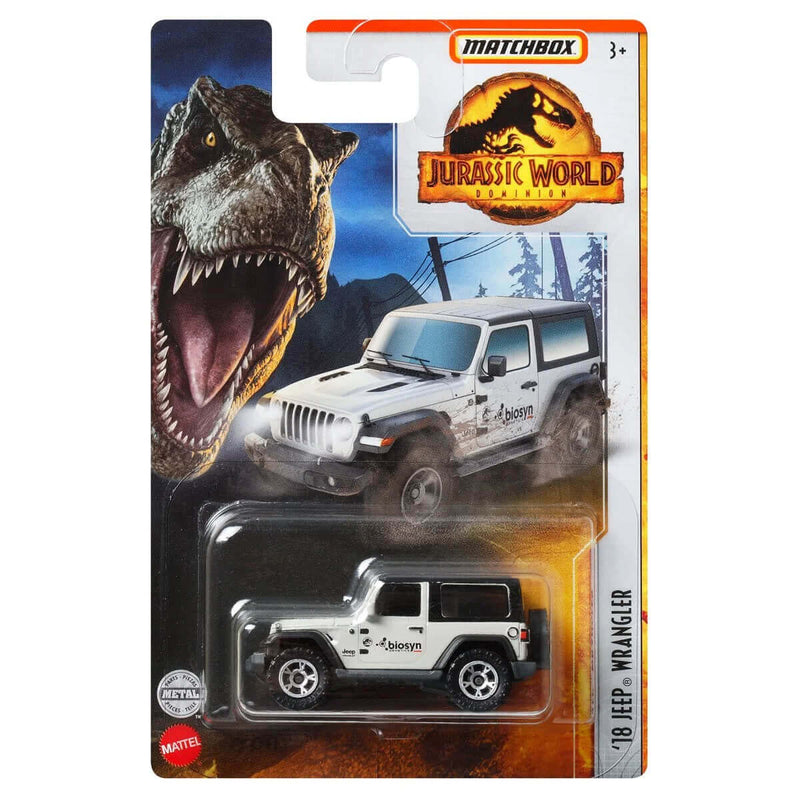Matchbox 2022 Jurassic World Dominion 1:64 Die-Cast Vehicles Mix 5, '18 Jeep Wrangler