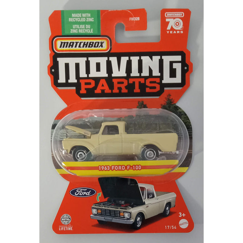 Matchbox 2023 Moving Parts Series 1:64 Scale Diecast Vehicles (Wave 3), 1963 Ford F-100