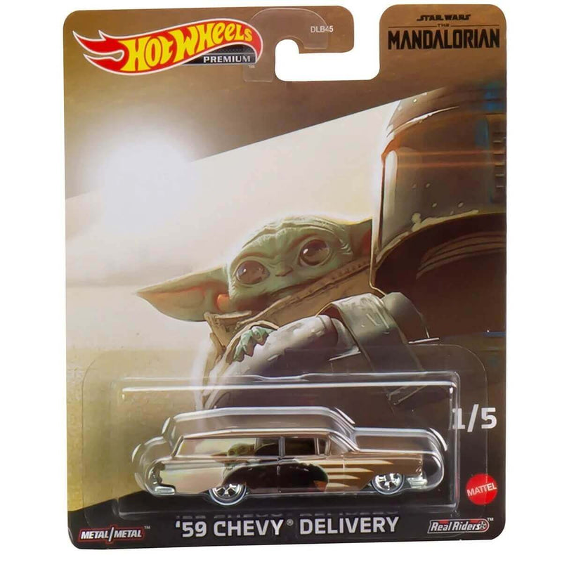 Hot Wheels Premium 2023 Star Wars, The Mandalorian Concept Art 5-Piece Bundle 1:64 Scale Diecast Cars, '59 Chevy Delivery (Grogu).