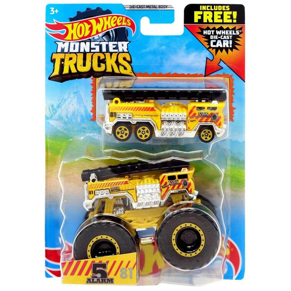 Hot Wheel Monster Truck 1:64 Scale Die-Cast Car 2 Pack 5 alarm