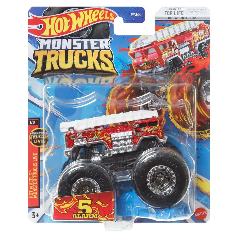 Hot Wheels 2023 1:64 Scale Die-Cast Monster Trucks (Mix 9), 5 Alarm Hot Wheels Monster Trucks Live 1/8 HNW28