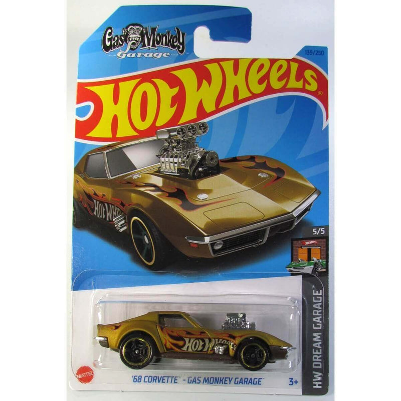 Hot Wheels 2023 Mainline HW Dream Garage Series 1:64 Scale Diecast Cars (International Card) '68 Corvette - Gas Monkey Garage 5/5 139/250 HKH23