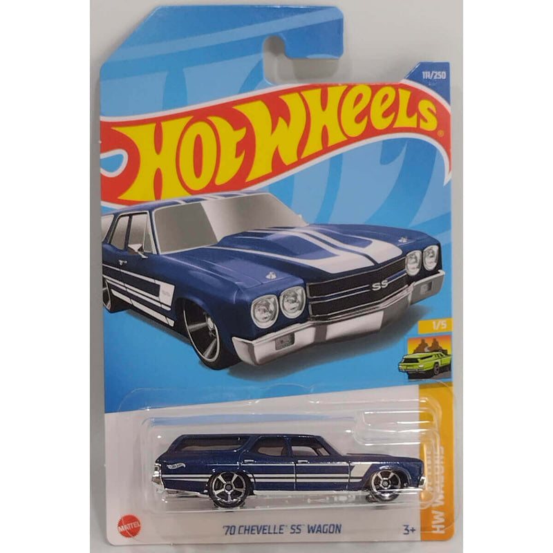 Hot Wheels 2022 Mainline HW Wagons Series Cars (International Card) '70 Chevelle' SS' Wagon Blue 1/5 111/250