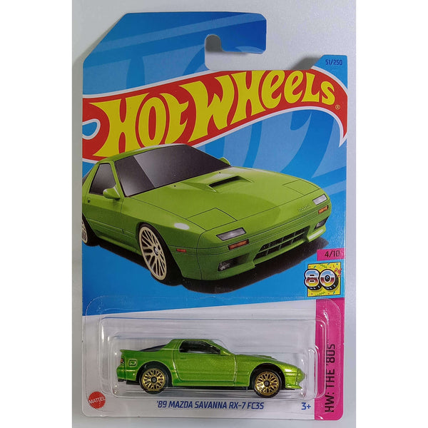 Hot Wheels 2023 Mainline HW: The '80s Series 1:64 Scale Diecast Cars (International Card), '89 Mazda Savanna RX-7 FC35S 4/10 51/250 HKG81