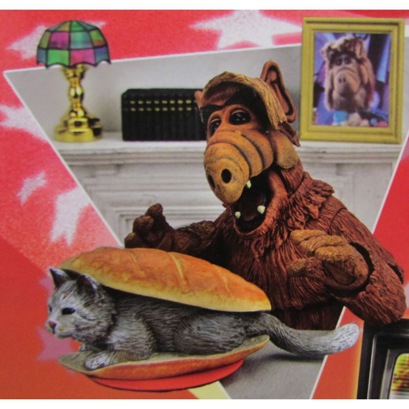 NECA Ultimate Alf (Alien Life Form) 7″ Scale Action Figure, Alf with Cat in a sandwich bun.