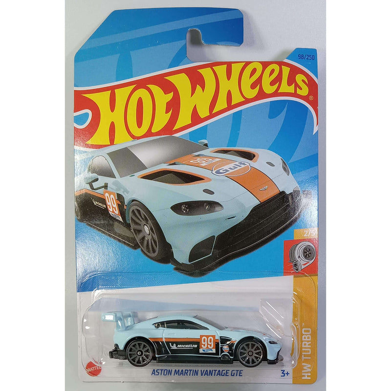 Hot Wheels 2023 Mainline HW Turbo Series 1:64 Scale Diecast Cars (International Card), Aston Martin Vantage GTE 2/5 98/250 HKJ37