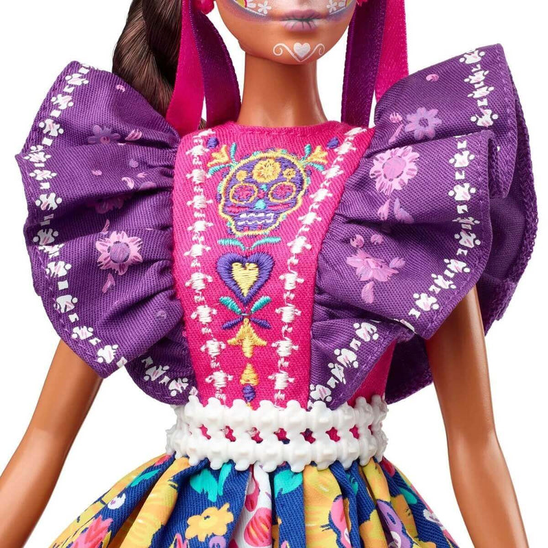 Barbie 2022 Dia De Muertos Signature Black Label Collectible Doll, dress closeup