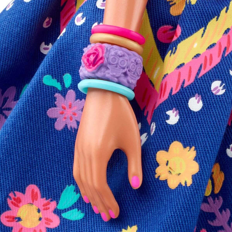Barbie 2022 Dia De Muertos Signature Black Label Collectible Doll, bracelets closeup