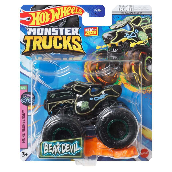 Hot Wheels 2023 1:64 Scale Die-Cast Monster Trucks (Mix 7), Bear Devil