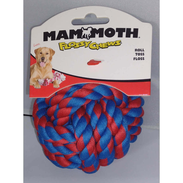 Mammoth Flossy Chews Ball Dog Toy, 3.75 in, Red and Blue