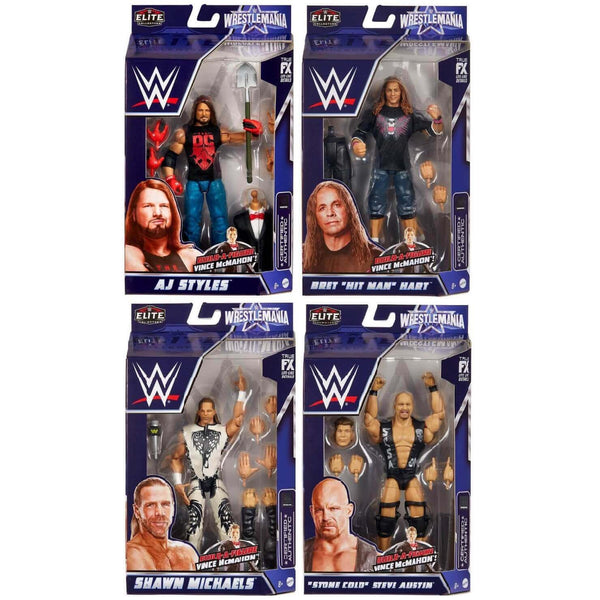 WWE WrestleMania Elite 2022 4-Figure Vince McMahon Build-A-Figure Collector's Bundle