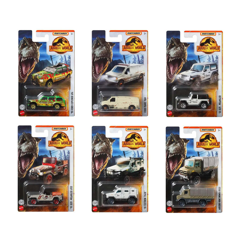 Matchbox 2022 Jurassic World Dominion (Mix 4) 6-Piece Bundle 1:64 Die-Cast Vehicles