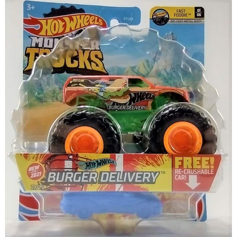 Hot Wheels 2021 Die-Cast Monster Trucks HW Burger Delivery Fast Foodie 01/06 27/75