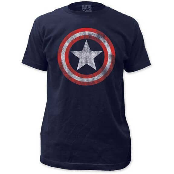 Captain America Navy Blue Faded Shield T-Shirt, Adult, Unisex