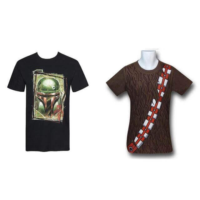 2 Star Wars T-Shirts, Boba Fett, Chewbacca (Men's Medium)