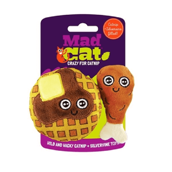 Mad Cat® Chicken and Waffles Twin Pack CAT TOY w/Catnip & Silvervine