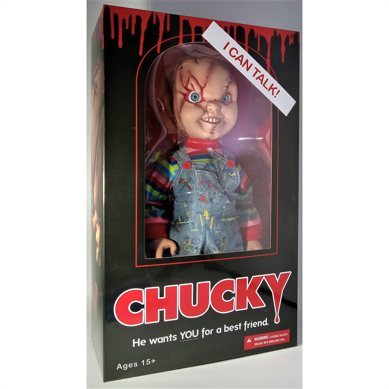 Mezco Toyz Child's Play, Chucky (Bride of Chucky) Talking Mega-Scale 15" Doll, Front of Package