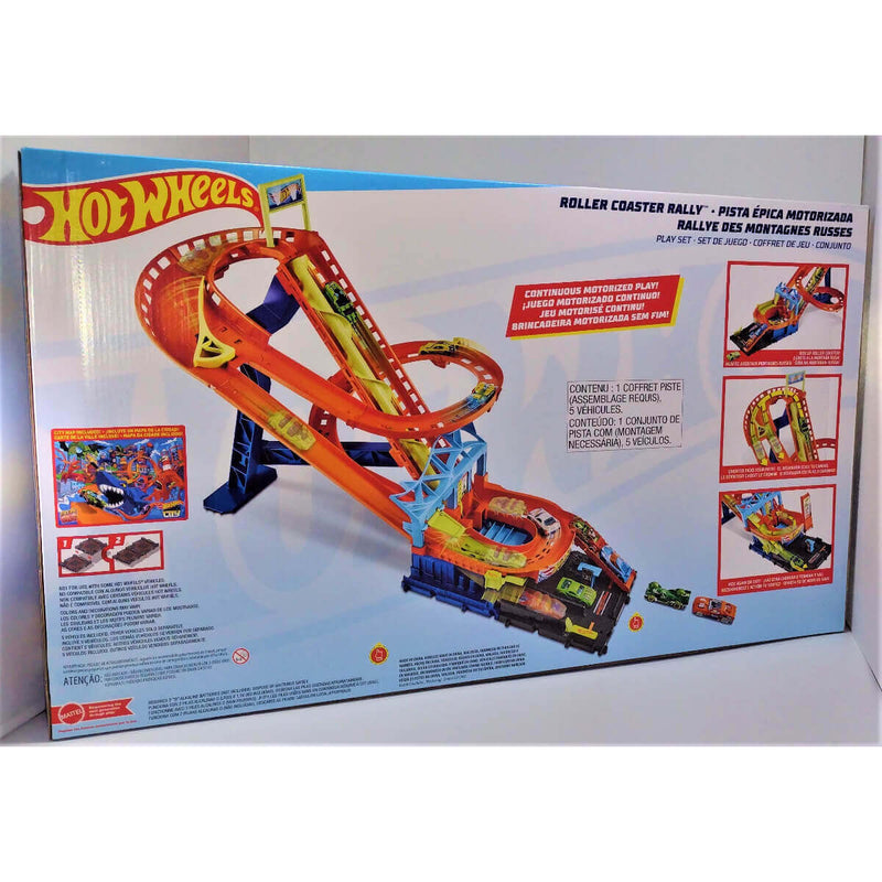 Hot Wheels City Roller Coaster Motorized Playset w/ 5 Cars, Batteries Included!