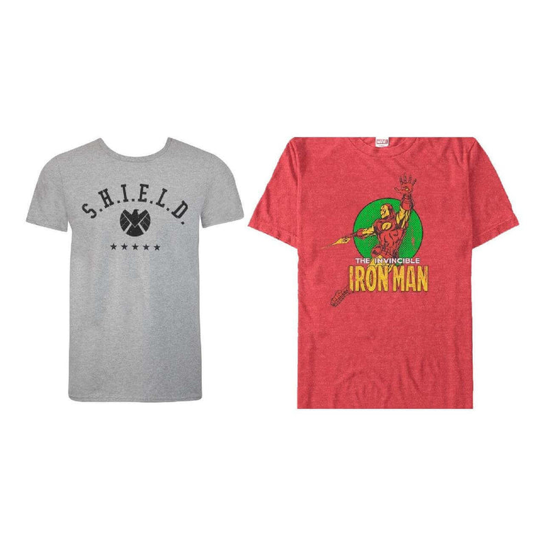 2 Marvel T-Shirts, The Invincible Iron Man and S.H.I.E.L.D. Men's Size XL