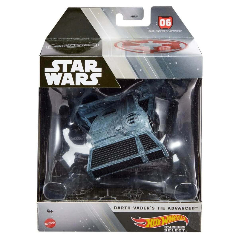 Hot Wheels 2022 Star Wars Starships Select 1:50 Scale Mix 2 Vehicles, Darth Vader's Tie Advanced