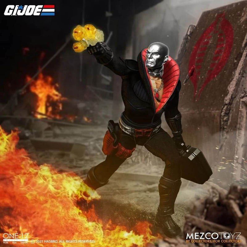 Mezco Toyz G.I. Joe Destro One:12 Collective Action Figure running through fire