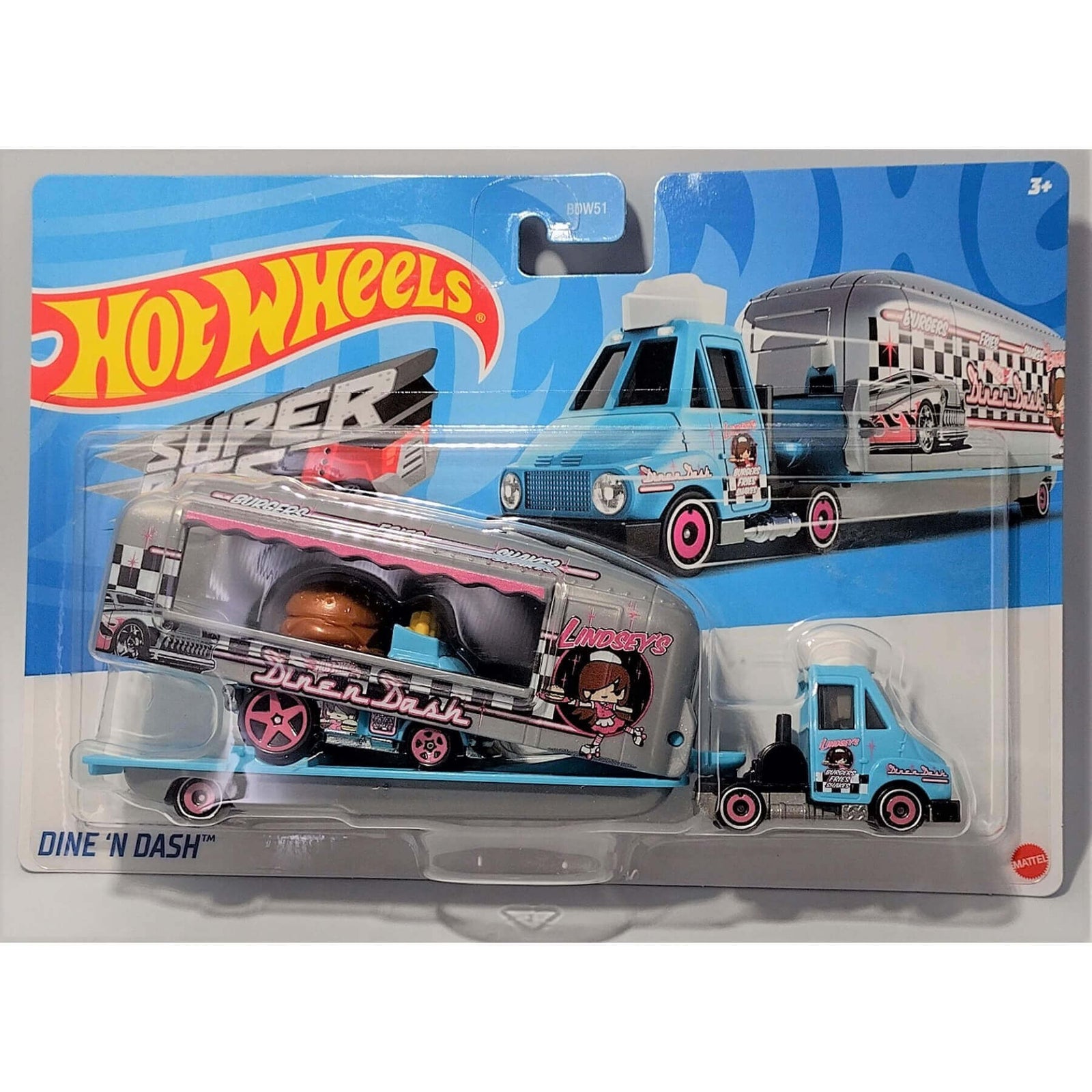 Hot Wheels 2023 Super Rigs (Mix 2) Hauler and Vehicle Set