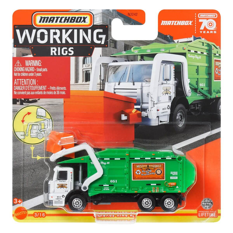 Matchbox 2023 Working Rigs (Wave 3) 1:64 Scale Diecast Vehicles, Garbage King XL HLM90 3/16