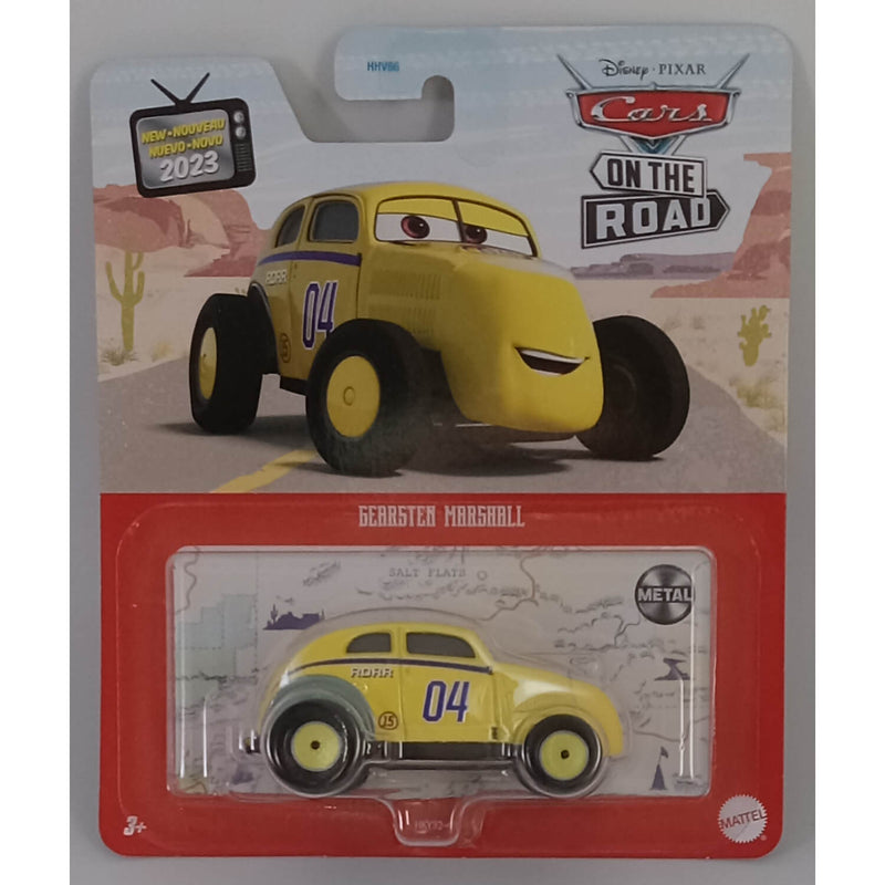Pixar Cars Character Cars 2023 1:55 Scale Diecast Vehicles (Mix 4), Gearsten Marshall "On the Road"