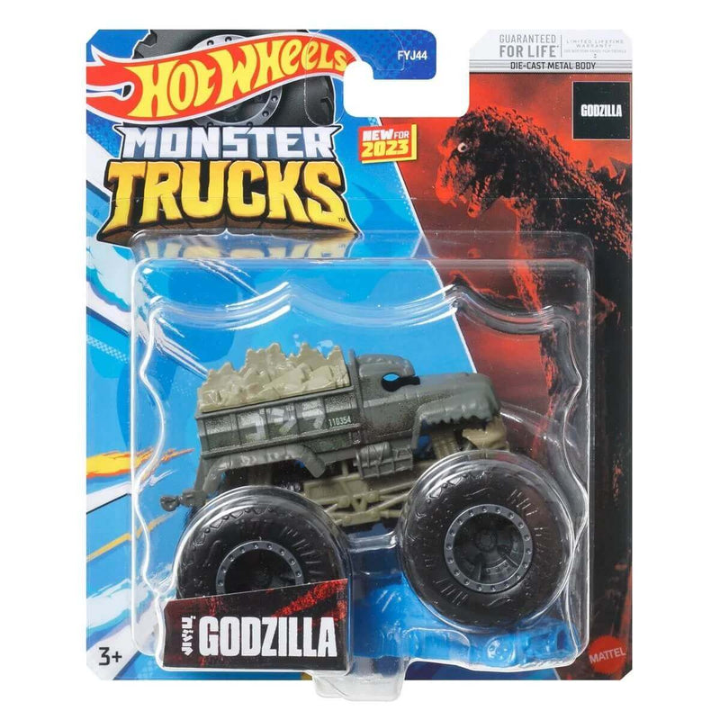Hot Wheels 2023 1:64 Scale Die-Cast Monster Trucks (Mix 3), Godzilla