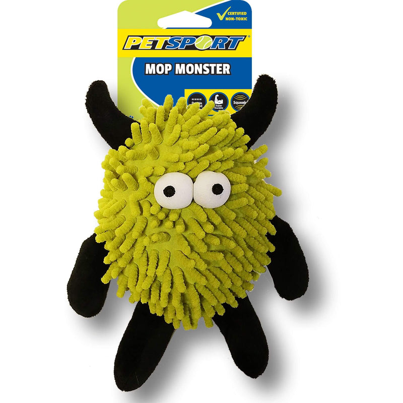 PetSport Mop Monster Squeaker Dog Toy, Green