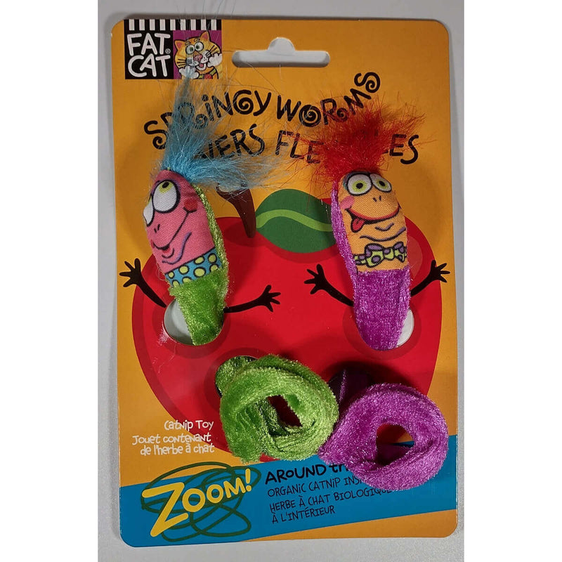 Purple and Green FAT CAT® Classic Springy Worms Cat Toys