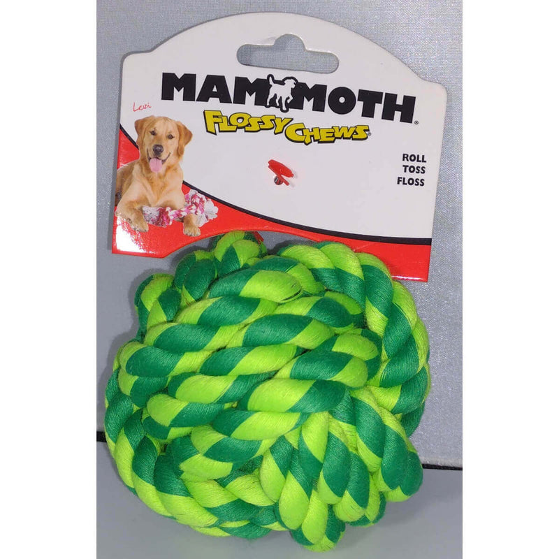 Mammoth Flossy Chews Ball Dog Toy, 3.75 in, Green