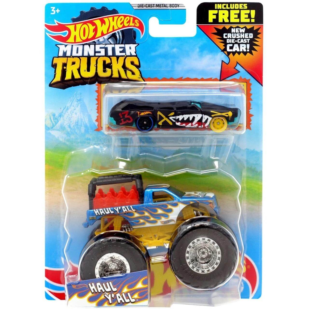 Hot Wheels 2020 Monster Trucks 1:64 Scale w/ Die-Cast Car 2-Pack