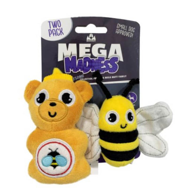 Mega Madness Honey Bee 2 Pack Small Dog Toy
