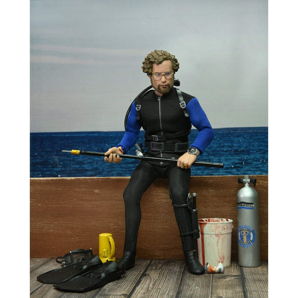 NECA Jaws Matt Hooper 8 Inch Clothed Action Figure (Shark Cage), sitting on edge of boat