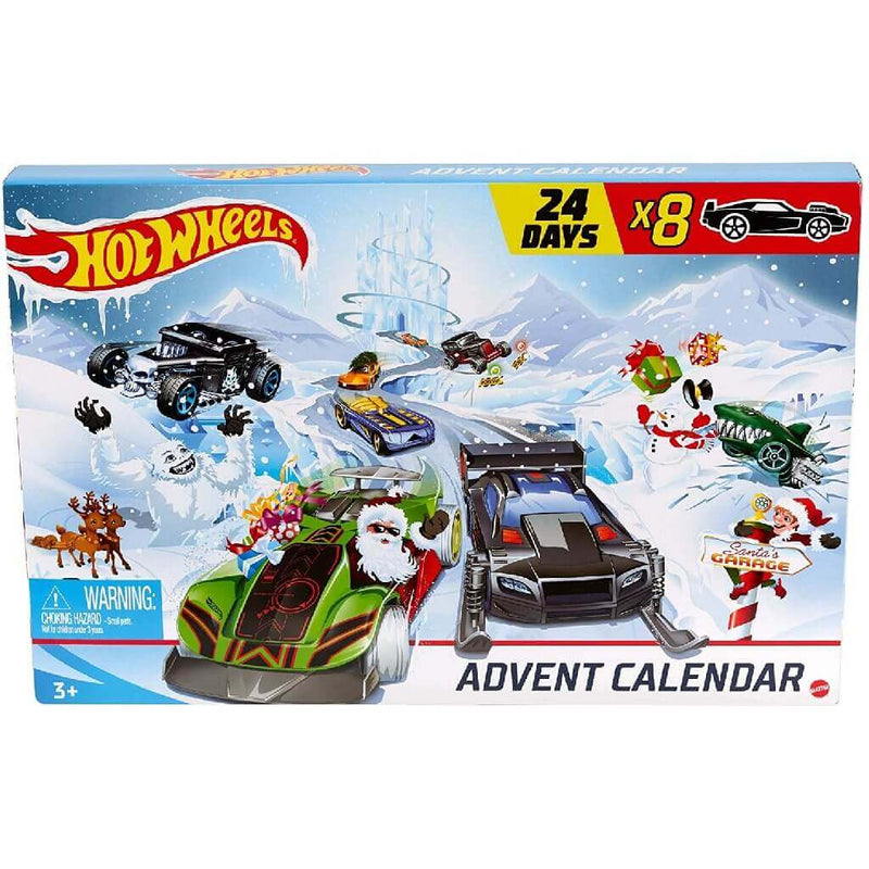 Hot Wheels Advent Calendar with 8 Cars, 16 Accessories packaging