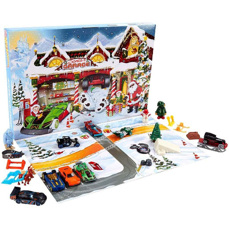 Hot Wheels Advent Calendar with 8 Cars, 16 Accessories, contents
