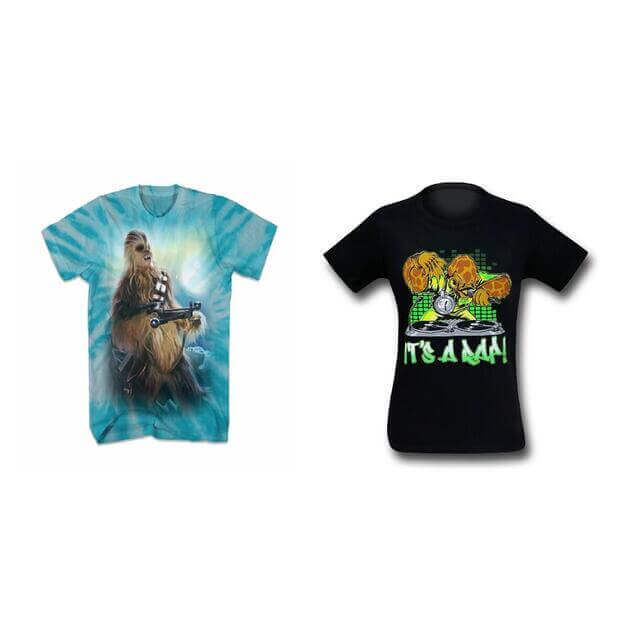 2 Star Wars T-Shirts, Chewbacca Blue Sky and It's a Rap Admiral Ackbar Men's Size Small