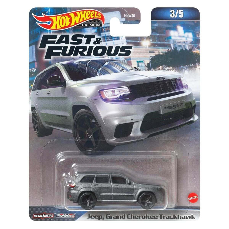 Hot Wheels Premium 2023 Fast and Furious Series (Mix 1) 1:64 Scale Diecast Cars, Jeep Grand Cherokee Trackhawk