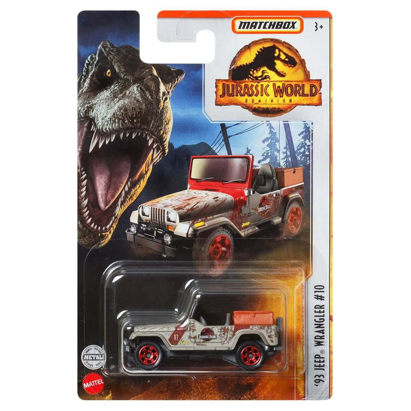 Matchbox 2022 Jurassic World Dominion (Mix 4) 6-Piece Bundle 1:64 Die-Cast Vehicles, '93 Jeep Wrangler