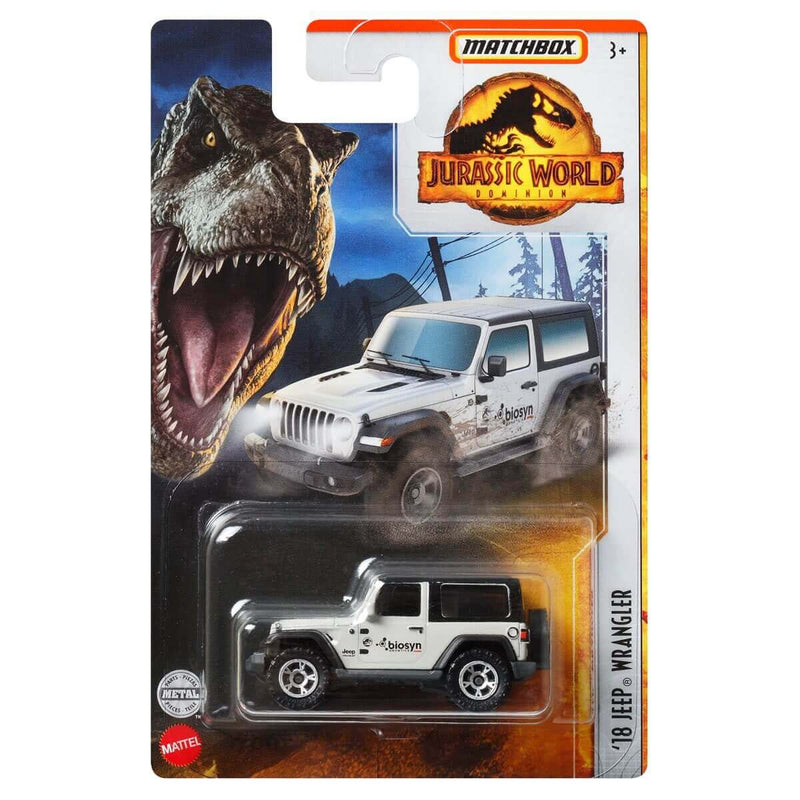 Matchbox 2022 Jurassic World Dominion (Mix 4) 6-Piece Bundle 1:64 Die-Cast Vehicles, '18 Jeep Wrangler