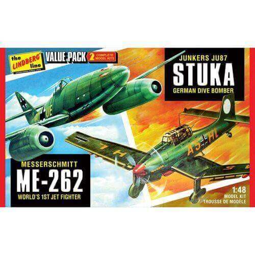 WWII German Fighters Junkers JU87 Stuka and Messershmitt ME262 2-Pack 1:48 Scale Model Kit