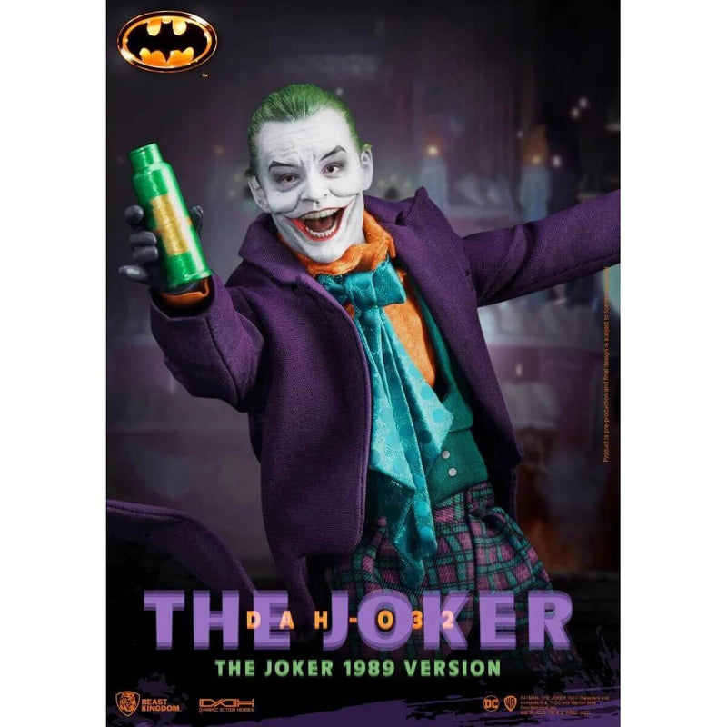 Batman 1989 The Joker (Jack Nicholson) DAH-056 Dynamic 8-Ction 8" Action Figure, closeup holding spray can