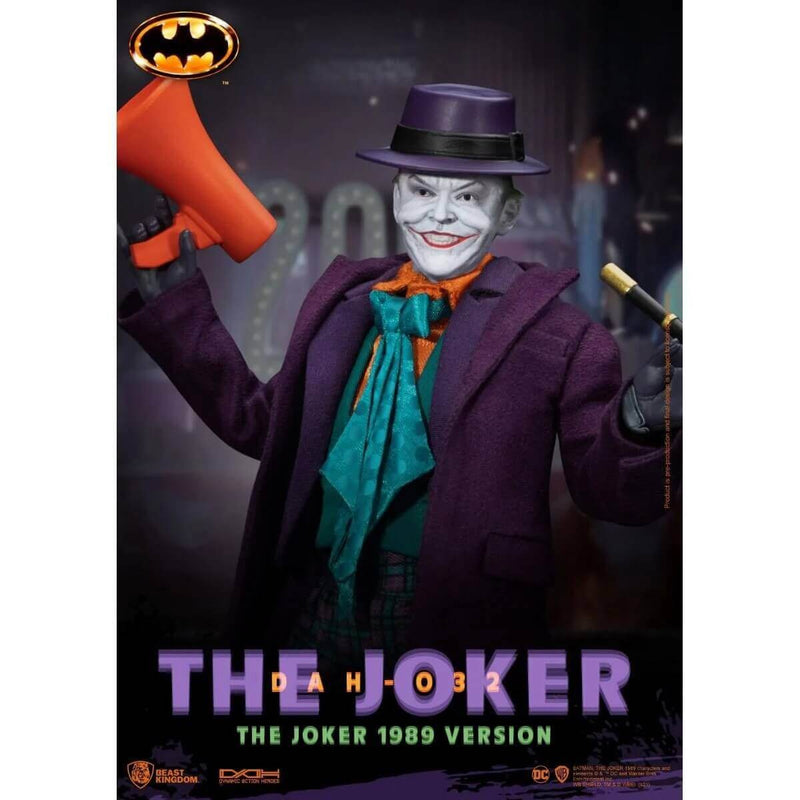 Batman 1989 The Joker (Jack Nicholson) DAH-056 Dynamic 8-Ction 8" Action Figure, closeup holding megaphone