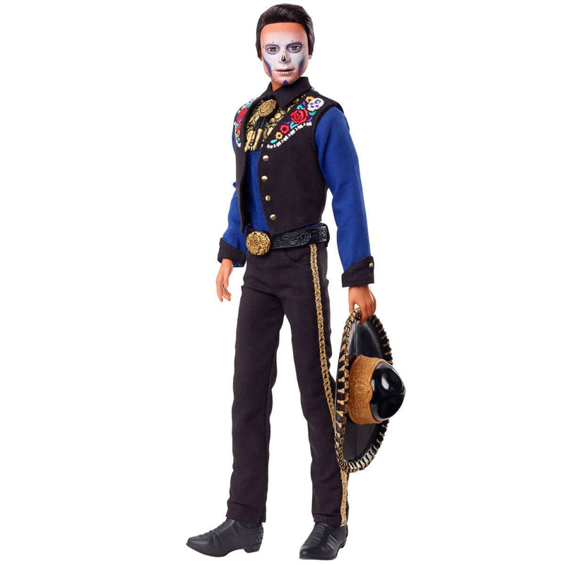 Barbie 2022 Ken Dia De Muertos Signature Black Label Collectible Doll, doll with hat in hand