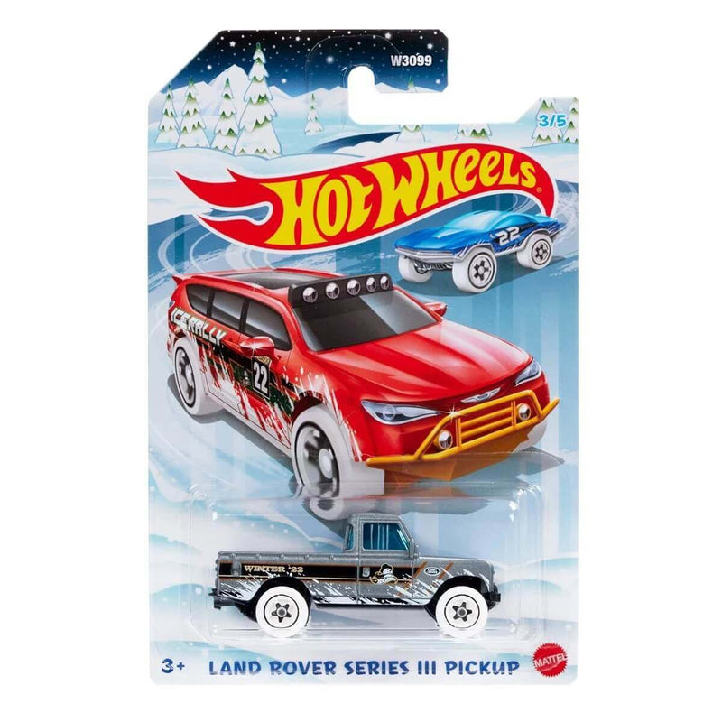 Hot Wheels Holiday 6-Piece Bundle - Advent Calendar + 2022 Christmas Cars (Full Set of 5), Land Rover Series III Pickup 3/5