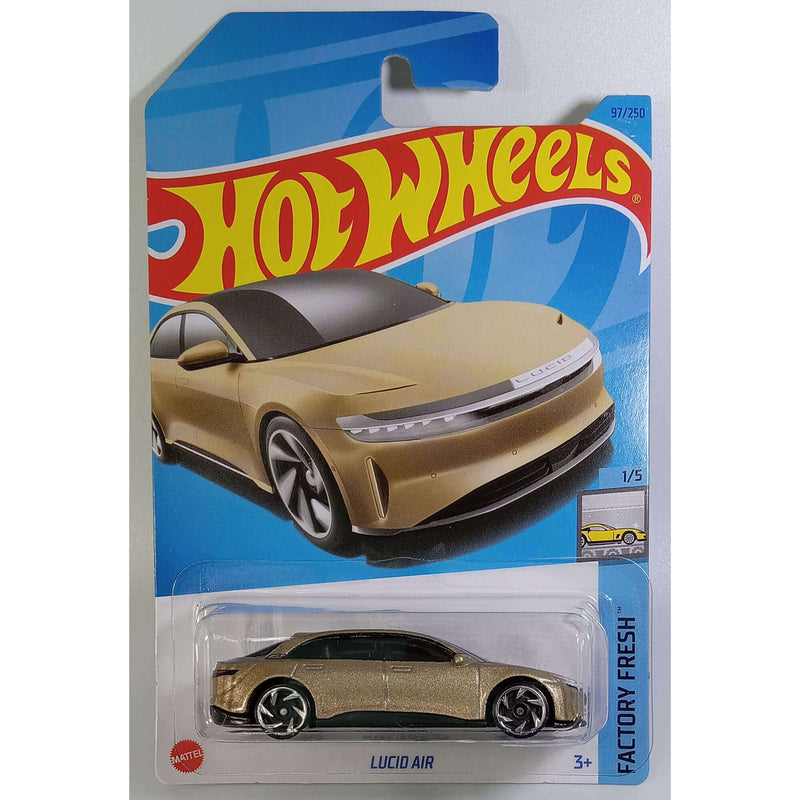 Hot Wheels 2023 Mainline Factory Fresh Series 1:64 Scale Diecast Cars (International Card), Lucid Air 1/5 97/250 HKJ29