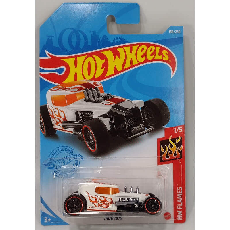 Hot Wheels 2021 HW Flames Series Cars, Mod Rod White 1/5 189/250