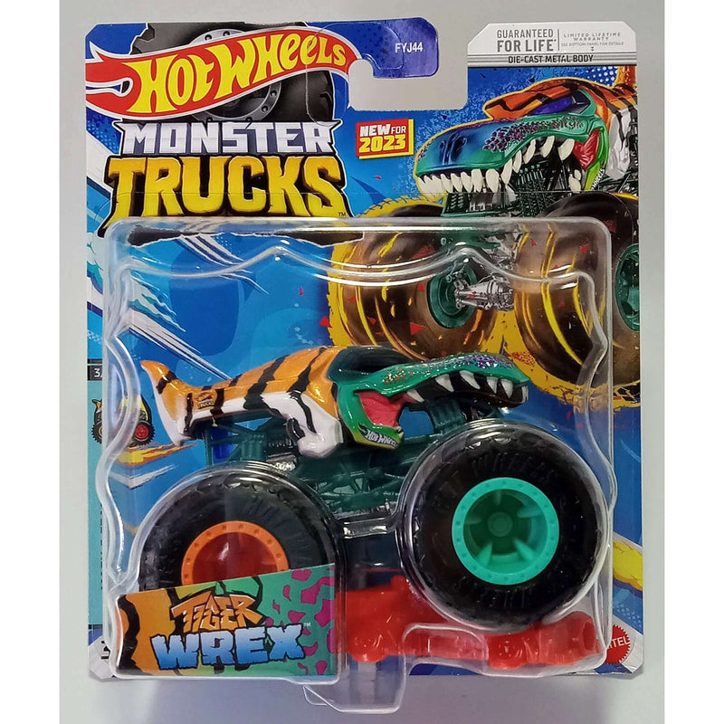 Hot Wheels 2023 1:64 Scale Die-Cast Monster Trucks (Mix 8), Tiger Wrex Mash & Crash