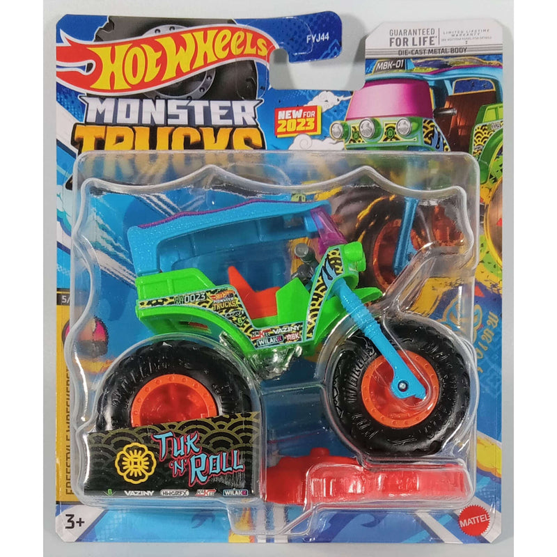 Hot Wheels 2023 1:64 Scale Die-Cast Monster Trucks (Mix 5), Tuk N' Roll (Freestyle Wreckers 5/11) HKM38 New for 2023